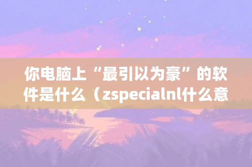 你电脑上“最引以为豪”的软件是什么（zspecialnl什么意思）