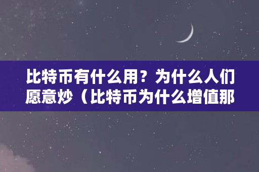 比特币有什么用？为什么人们愿意炒（比特币为什么增值那么大）