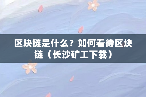 区块链是什么？如何看待区块链（长沙矿工下载）