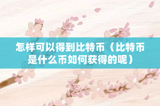 怎样可以得到比特币（比特币是什么币如何获得的呢）