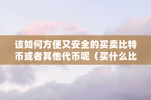 该如何方便又安全的买**特币或者其他**呢（买什么比特币赚钱）