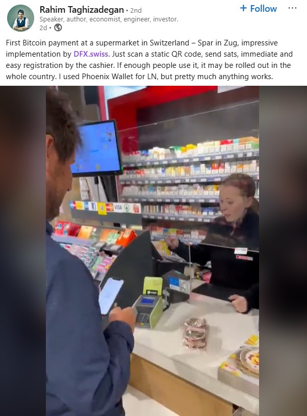 瑞士Spar**启用加密货币支付 稳定币支付新突破